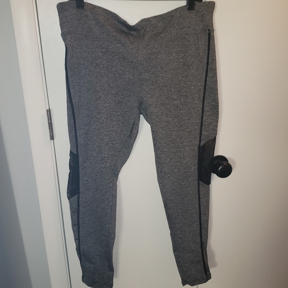 S2 1x grey sheer mesh inset athletic yoga leggings - Picture 4 of 13